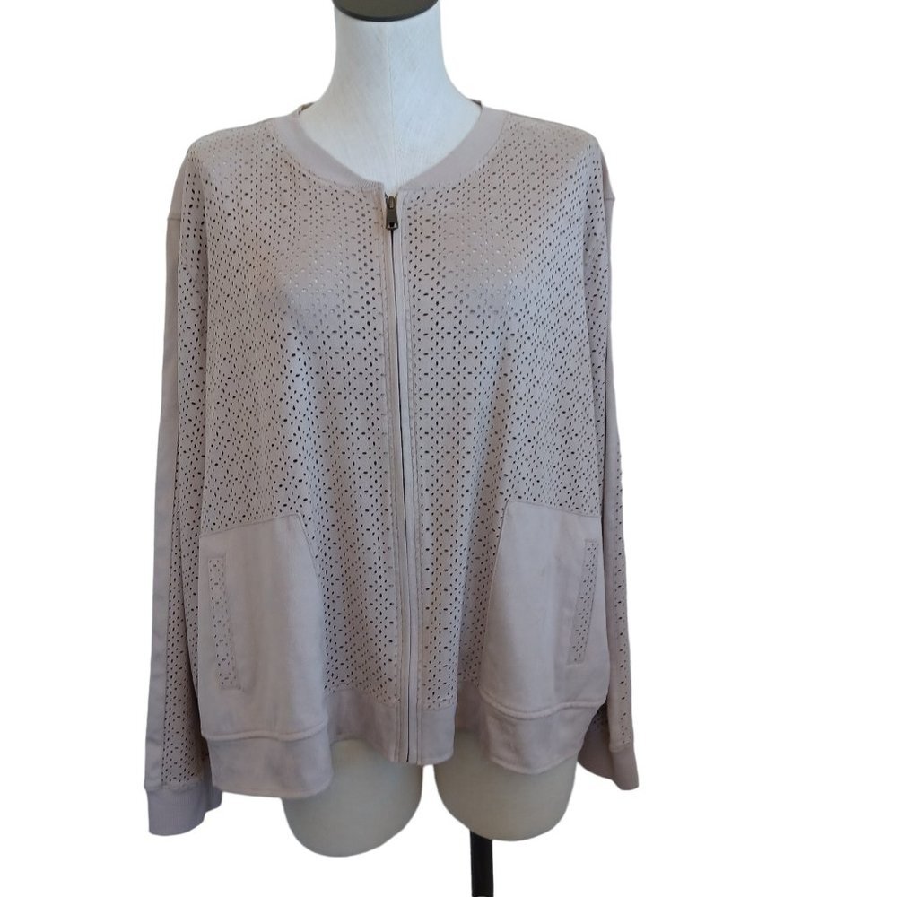 Bob Timberlake Zip Front Jacket Perforated Peachskin NEW Womens XXL